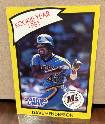 DAVE HENDERSON 1990 KENNER STARTING LINEUP CARD “ROOKIE YEAR” - MARINERS. rookie card picture