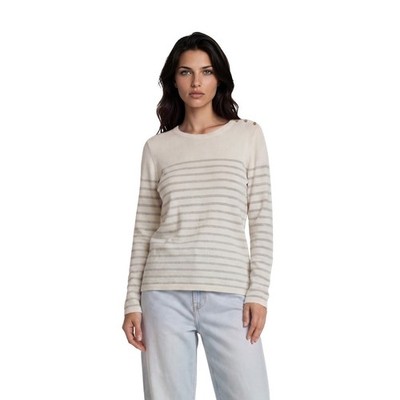 J.McLaughlin Sweater Women's Size Medium Ivory Silver Metallic Shoulder Button