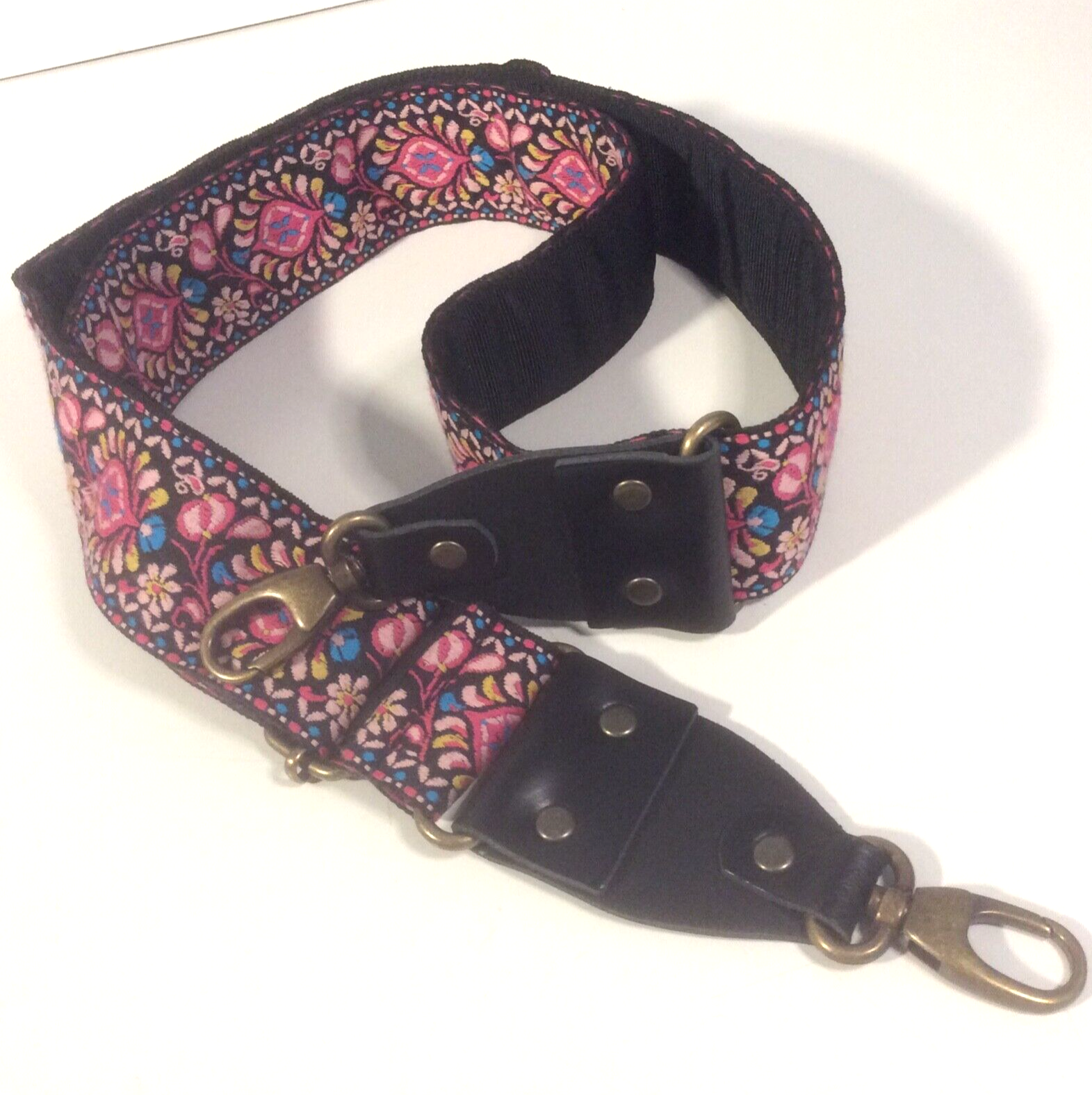 Jacquard Woven Weave Pink Floral Wide Adjustable Clip