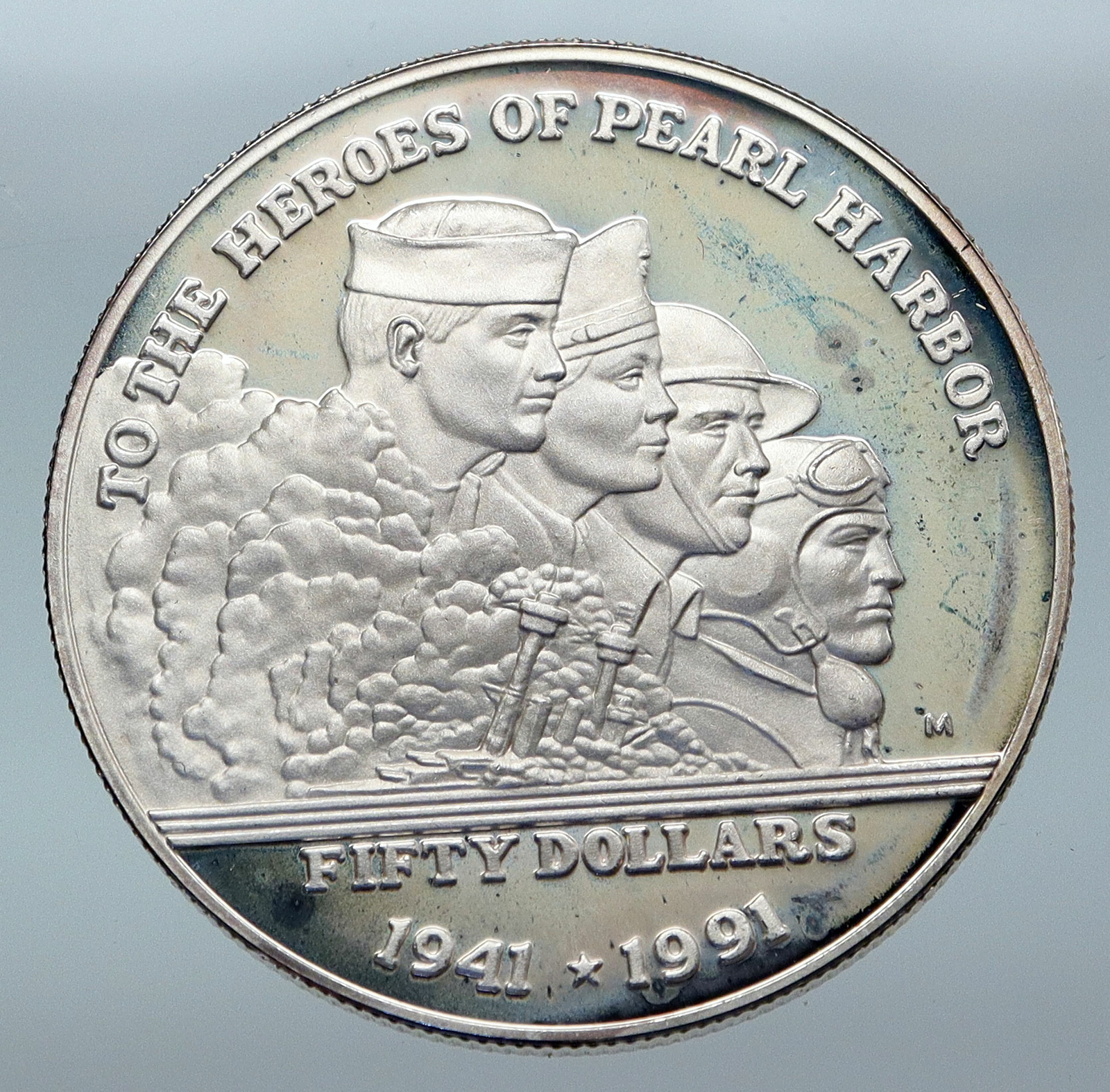 1991 MARSHALL ISLANDS Pearl Harbor Heroes Proof Silver 50 Dollars