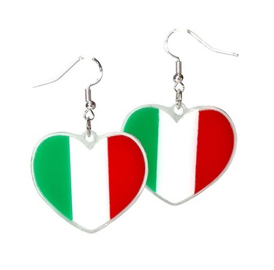 Italian Flag Heart Earrings Italy Pride Tricolore Dangles for Six Nations