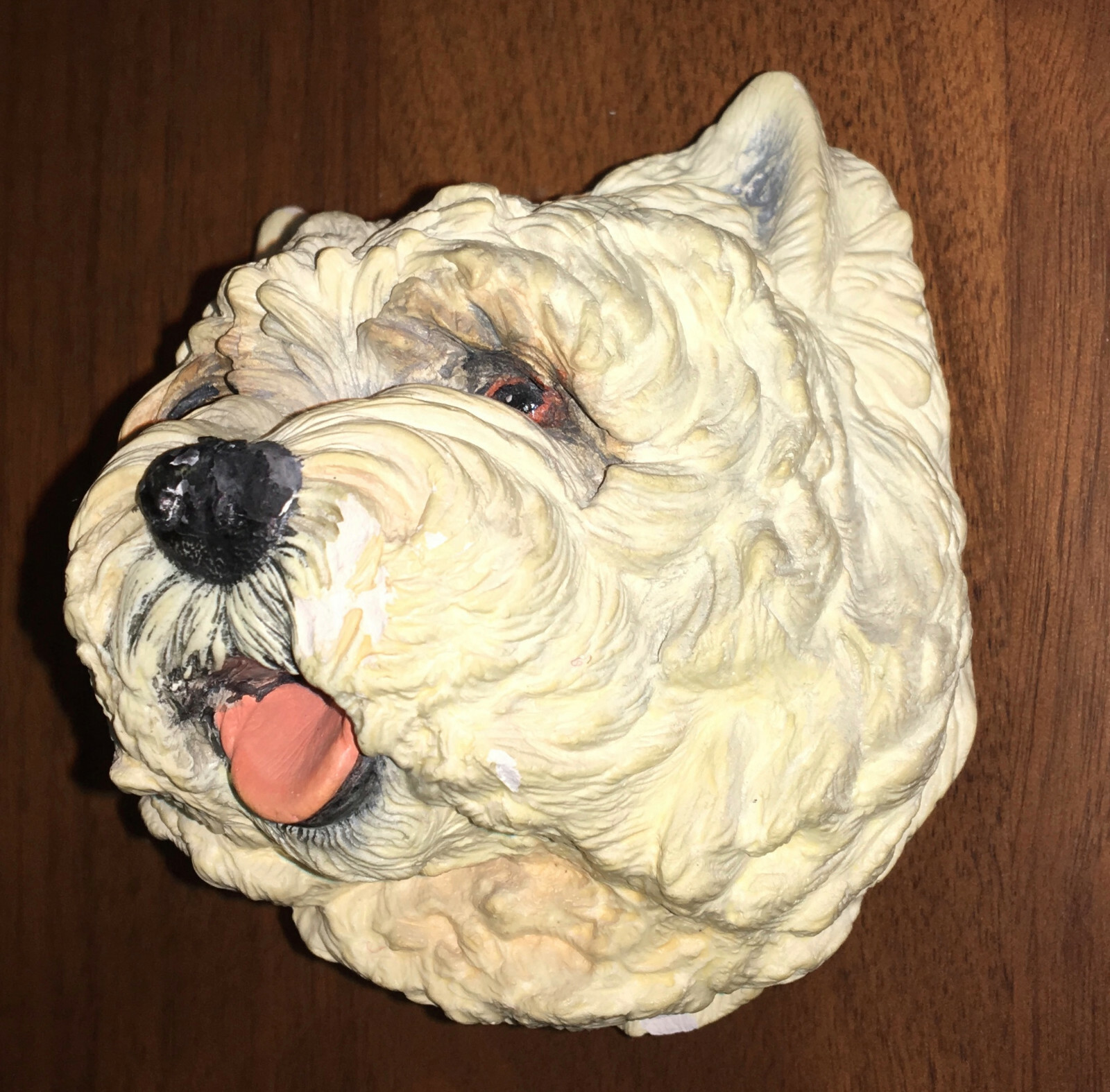 Vintage Bossons West Highland Terrior Chalkware Head Plaque Hand Painted Art