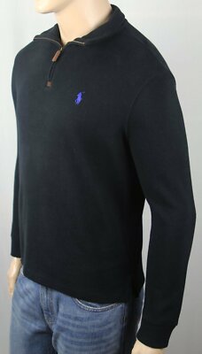 Polo Ralph Lauren Black 1/2 Half Zip Estate Rib Sweater