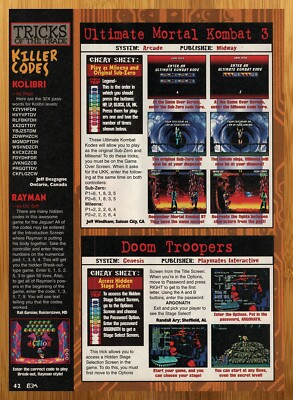 1995 Ultimate Mortal Kombat 3/Doom Troopers SNES Genesis Saturn Print Ad/Poster