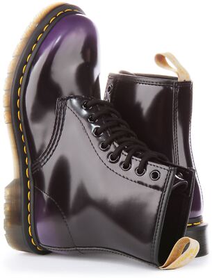 Pre-owned Dr. Martens Dr Martens 1460 Vegan Oxford Lace Up Ankle Mens Boot Black Purple Us 7 - 13