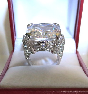 New Designer Charles Winston Cubic Zirconia CZ Sterling Silver Ring 18.87 Grams