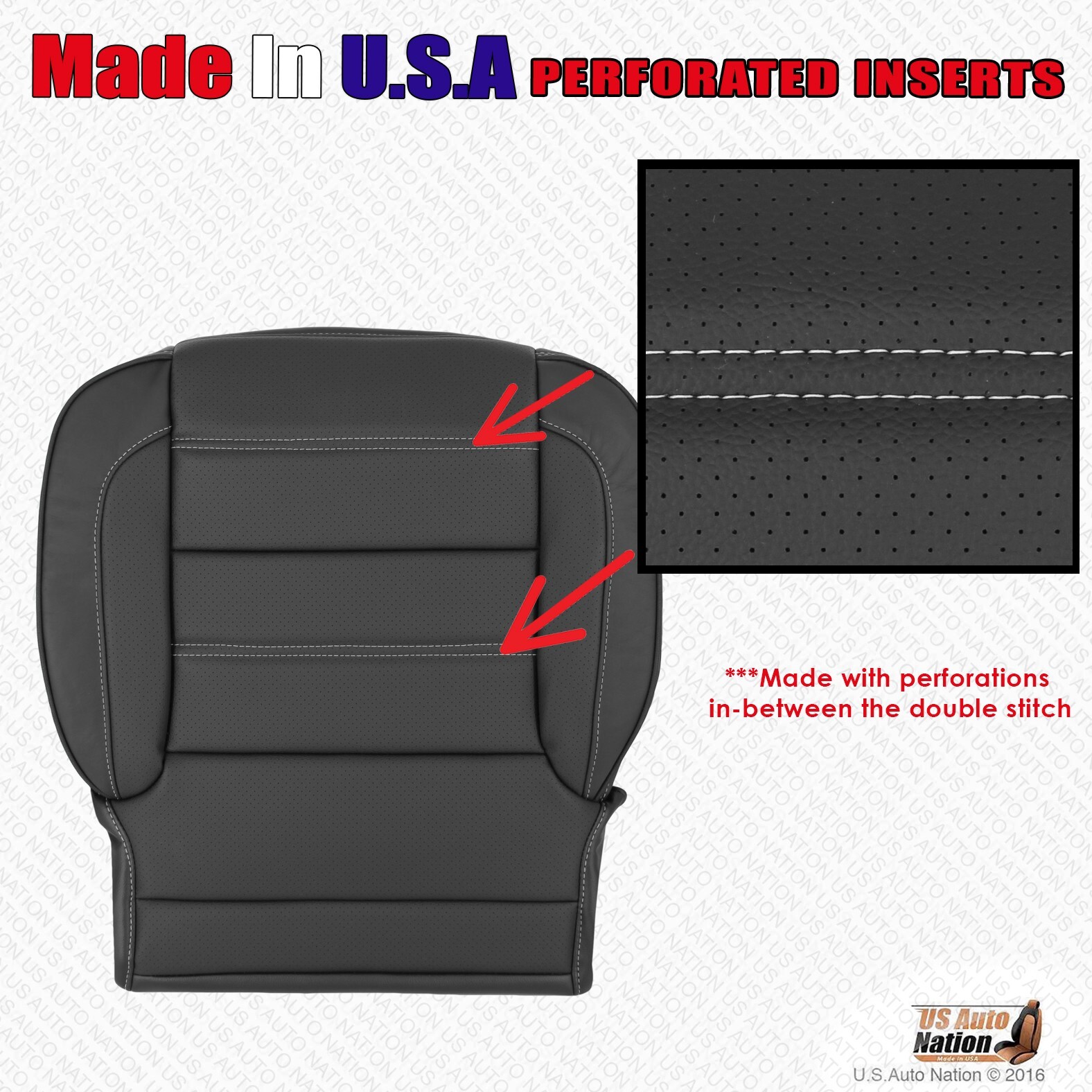 2014 2015 GMC Sierra Denali Driver Bottom Perforated Leather Seat Cover Black