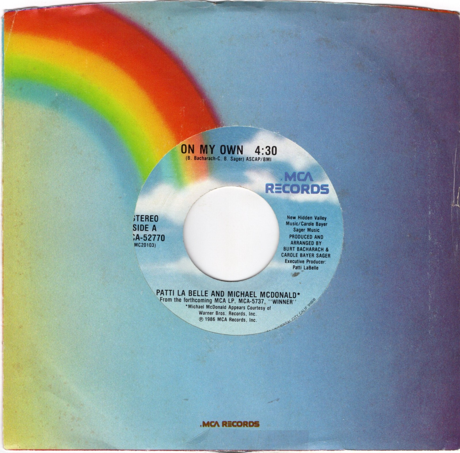 Patti LaBelle & Michael McDonald – On My Own 1986 MCA Synth
