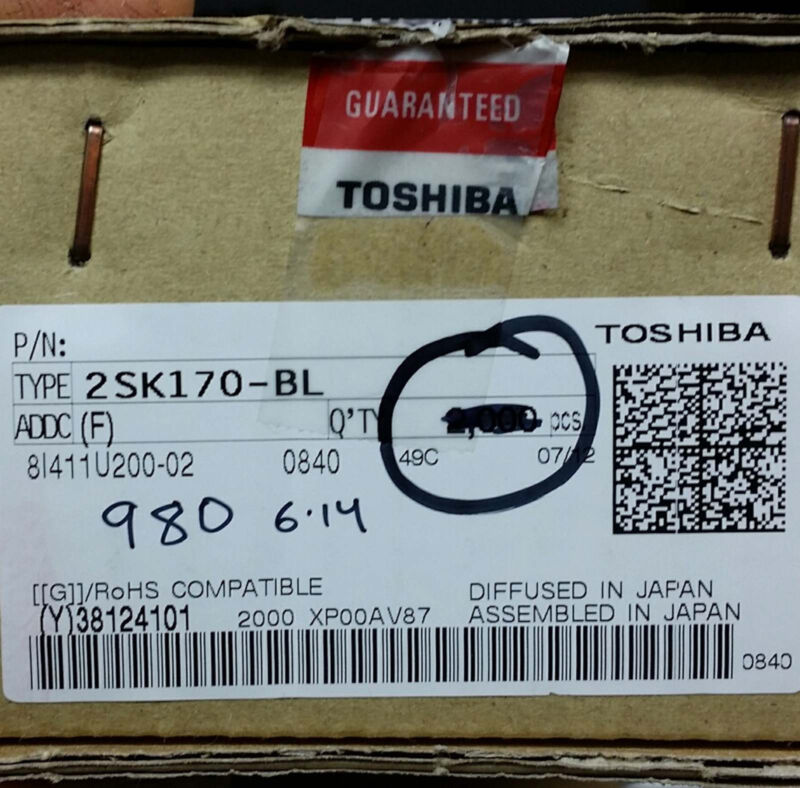 6-12mA "B" or "Blue" grade Qty 8 pcs TOSHIBA 2SK170-BL Authentic Brand New