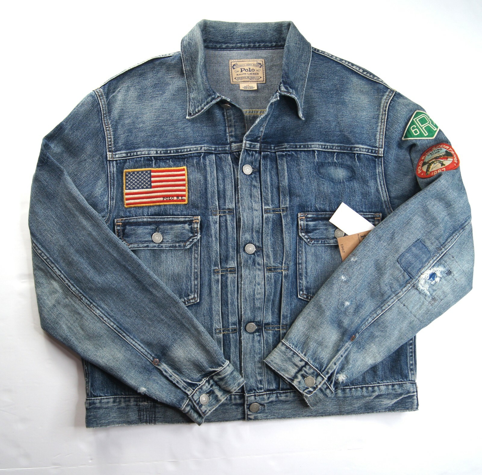 Pre-owned Polo Ralph Lauren Men Big & Tall Sportsman Patch Trucker Blue Denim Jacket $399