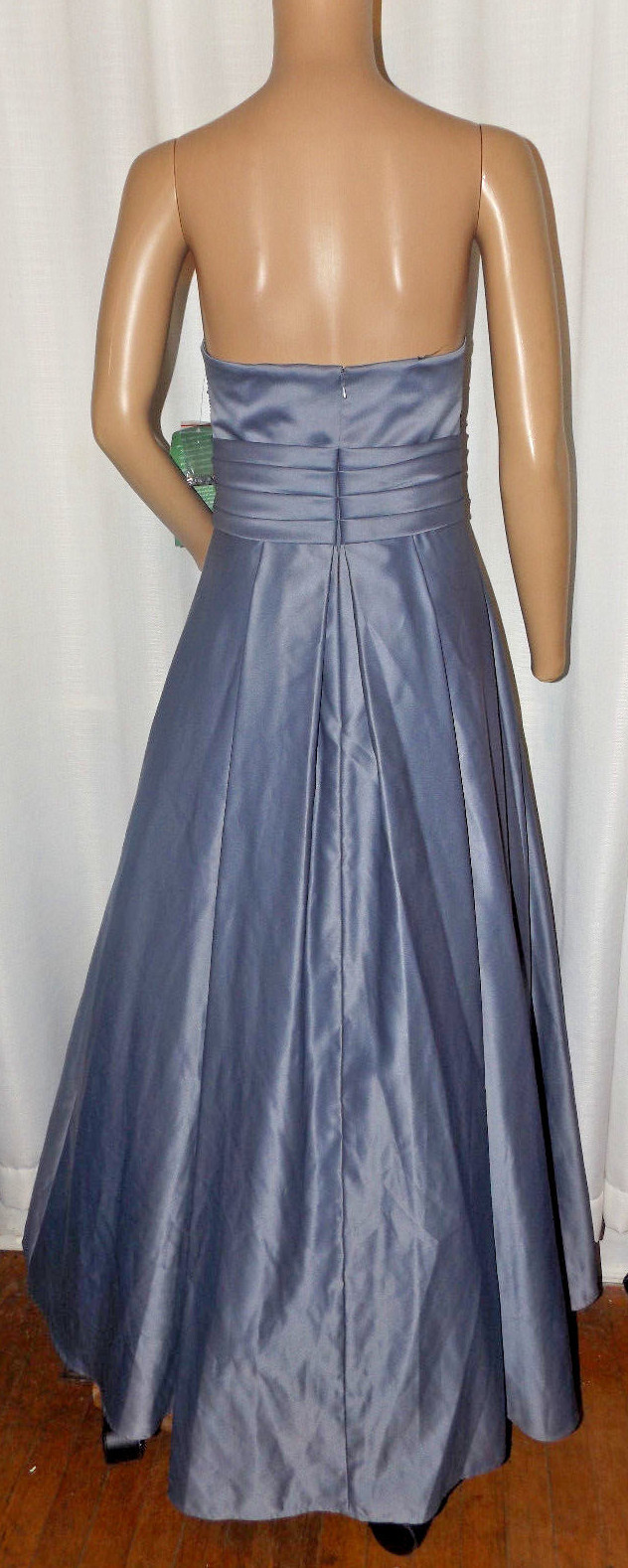 NICOLE MILLER PLATINUM BEADED EVENING PROM GOWN STRAPLESS SIZE 4 GUNMETAL NWT