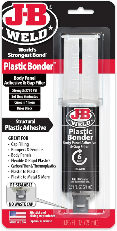 J-B Weld 50139 Plastic Bonder Body Panel Adhesive and Gap Filler Syringe - Black