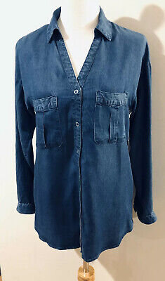 FRAME LONDON -Los Angeles Long - Sleeve Blue Denim Shirt, Blouse, Size XS