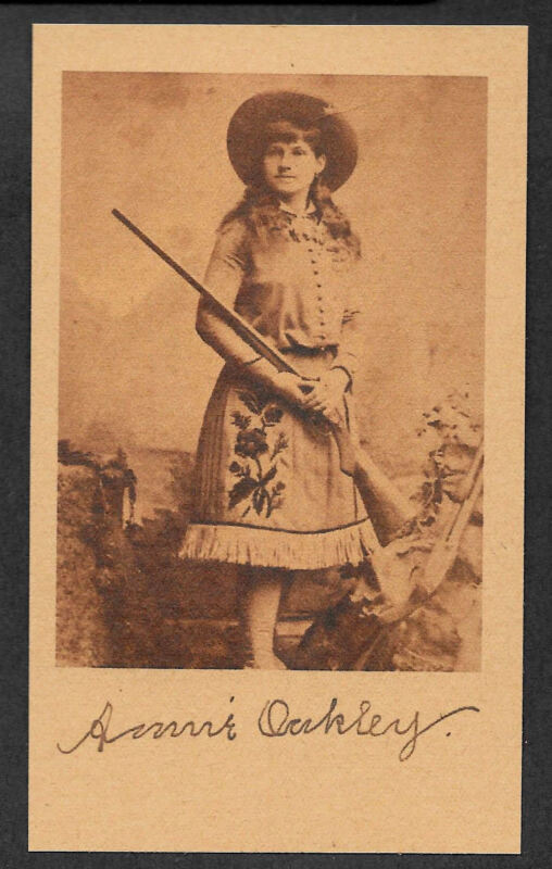 Annie Oakley Autograph & Photo Reprint On Original Period 1880s 3x5 Crd *PH