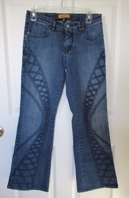 Bebe Embroidered Double Helix Design Bootcut Jeans 30 Short