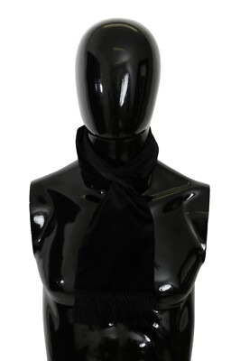 

DOLCE - GABBANA Шарф Мужская хлопковая черная шаль с бахромой на шее 140см x 15см $450, Черный