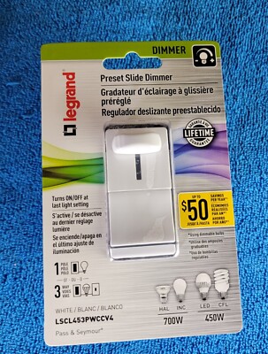 Legrand LSCL453PWCCV4 Single-Pole/3-Way Preset Slide Dimmers