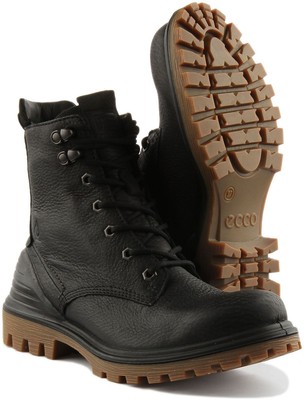 Pre-owned Ecco Tredtray Leather Hiker Boots Womens Sneaker In Black Size Uk 3 - 8