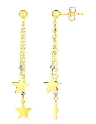 Pre-owned R C I Fashion 14kt Yellow Gold Shiny Fancy "star" Drop Earring With Push Back Clasp In No Stone