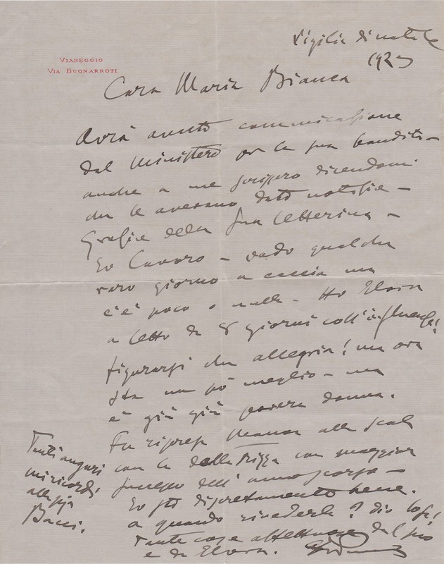 Giacomo Puccini - Lettre Autographe SignÃ©E Ã  Maria Bianca Ginori-Lisci [Manon]