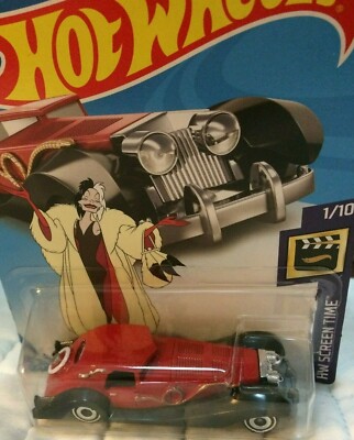 HOT WHEELS 2018 DISNEY 101 DALMATIONS CRUELLA DE VIL HW SCREEN TIME ~ RED ~ NIP