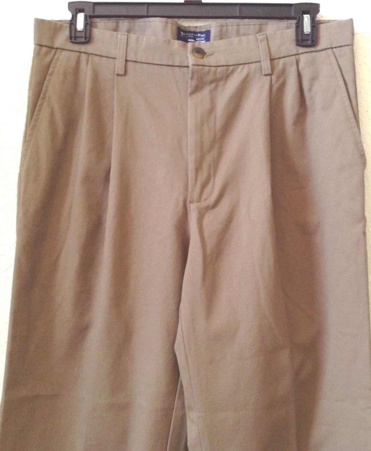 Mens Tan/ Khaki Pants  W36 X L31 St. John's Bay 100% Cotton Pleated NEW