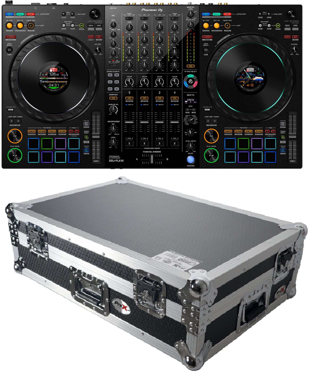 Pioneer DJ DDJ-FLX10 4-Channel DJ Controller + ProX XS