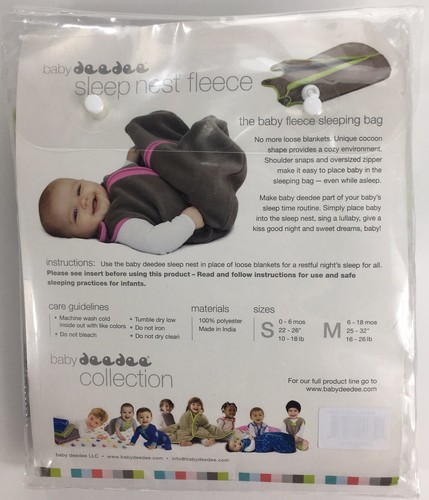 Baby Deedee Sleep Nest Green/Gray Small 0-6 Months NWT (515-516)