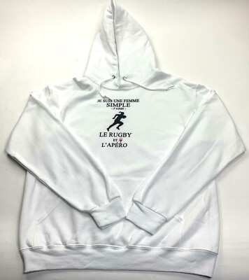 Je Suis Une Femme Simple J aime Le Rugby Et L apero Hoodie White Medium