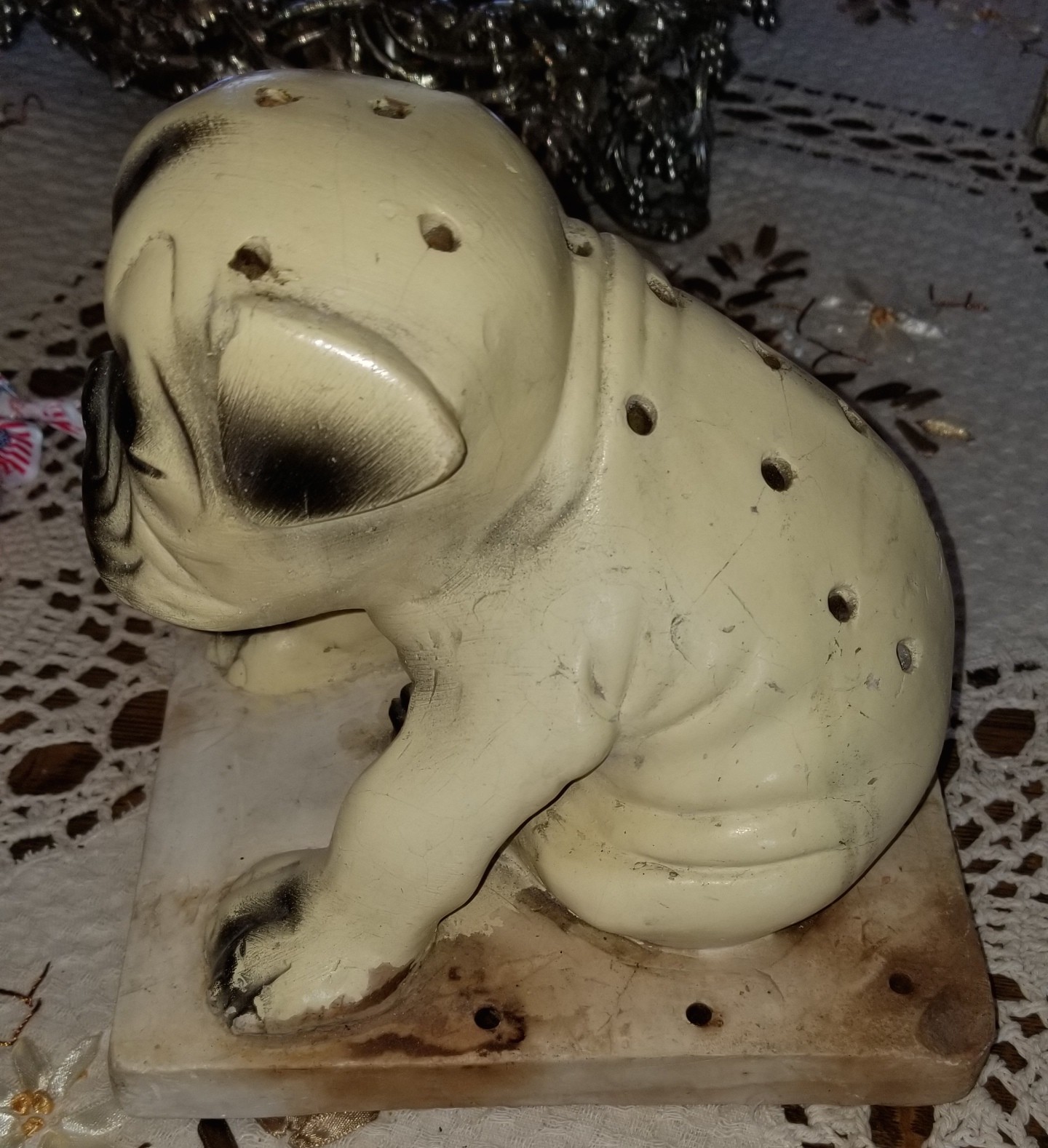 1930's Watta Pop chalkware dog bulldog advertisement display figure 1 cent Store