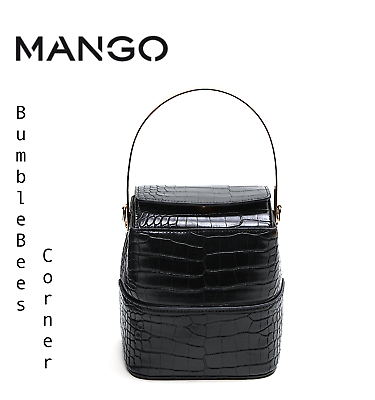 Mango leather shop bucket bag