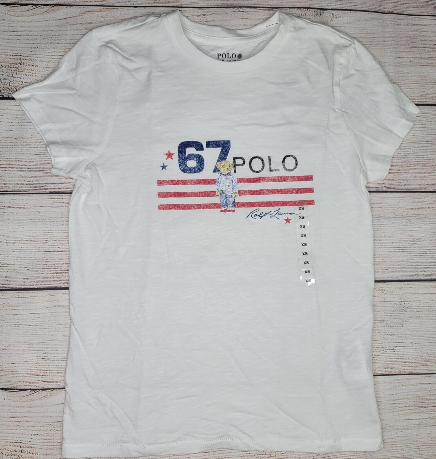 NWOT Polo Ralph Lauren Womens T-Shirt White M 67 Bear USA
