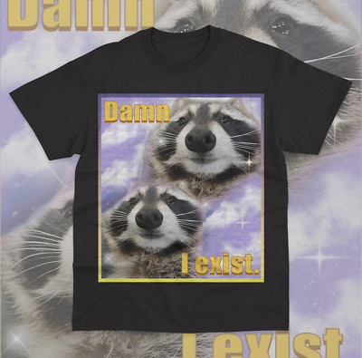 Damn I Exist T-Shirt Funny Meme Raccoon Animal Opossum Unisex Sweater Shirt