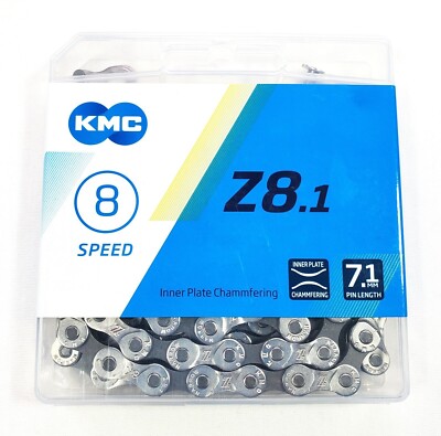 KMC Z8.1 1/2x3/32  8speed 8spd Chain Silver Gray 116 LINKS