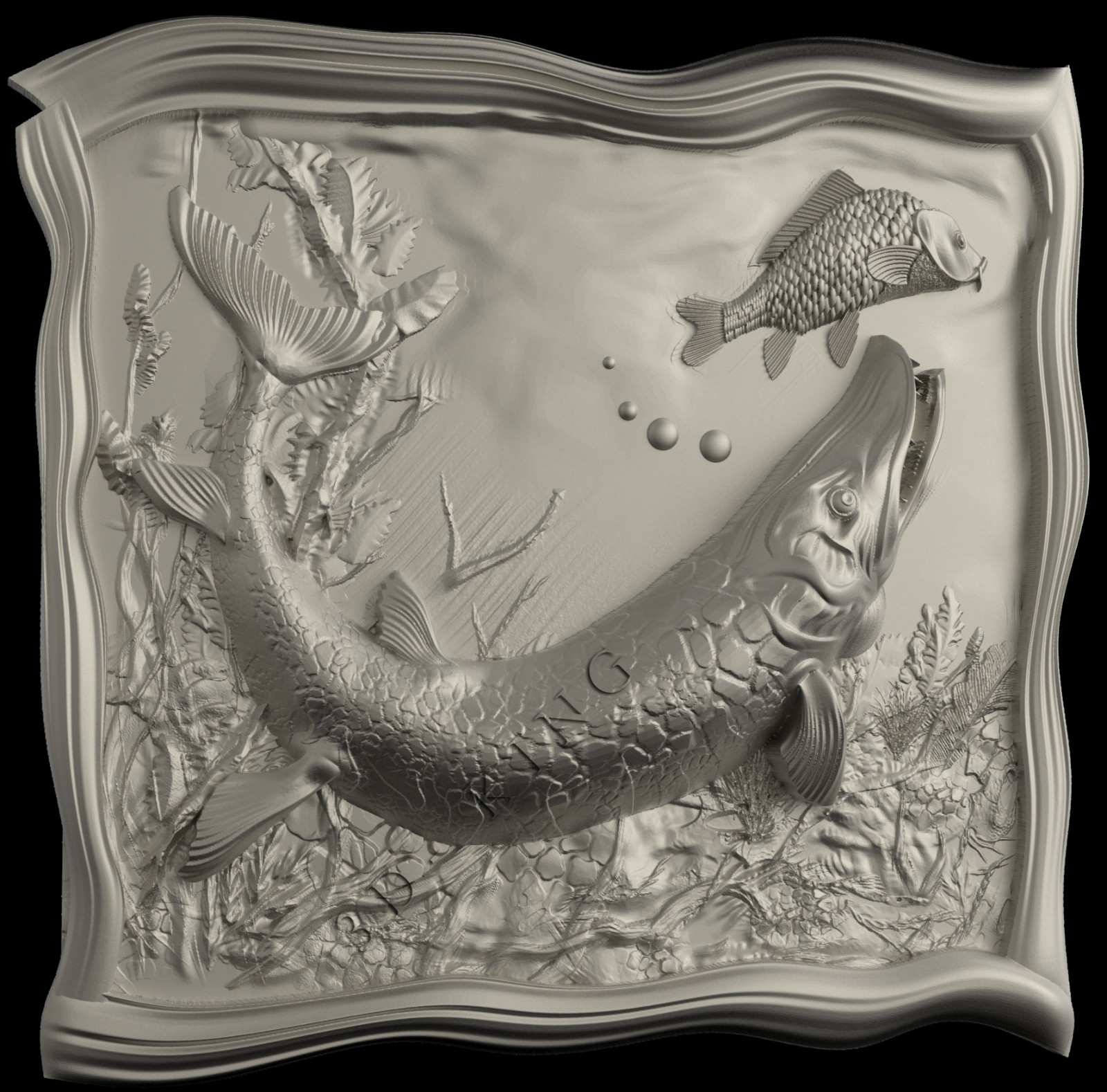 3D STL Model PIKE & FISH for CNC Router Aspire Artcam 3D Printer Engraver Cut 3D