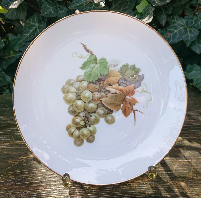 Ancien Plat De Collection Motif De Fruits Hutschenreuther Selb Hatzel Raisins