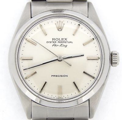 Rolex Air King Precision Men Stainless Steel Watch Silver Stick Dial 5500