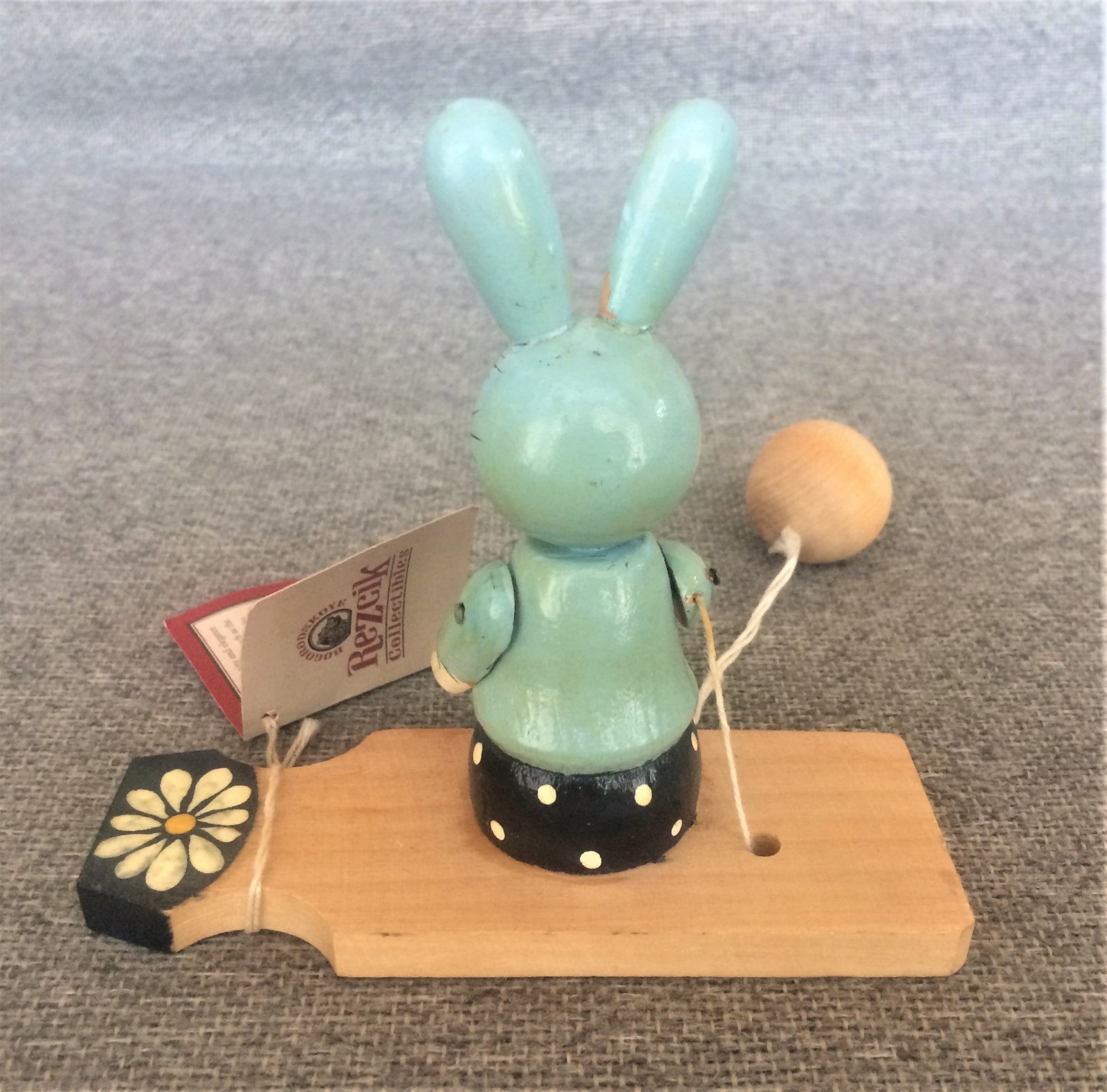 Hand Carved Wood Russian Rabbit Easter Toy Bogoroskoye Type Origin Tag Free Ship