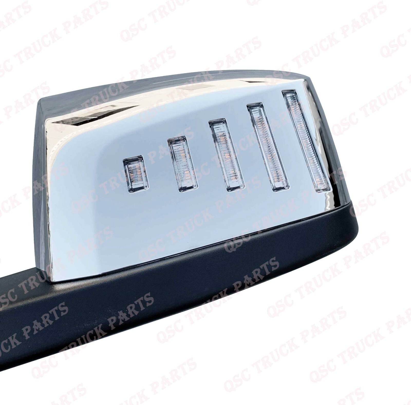 QSC Chrome Door Mirror Covers Hood Mirror Assembly Pair LED Signal for Volvo VNL