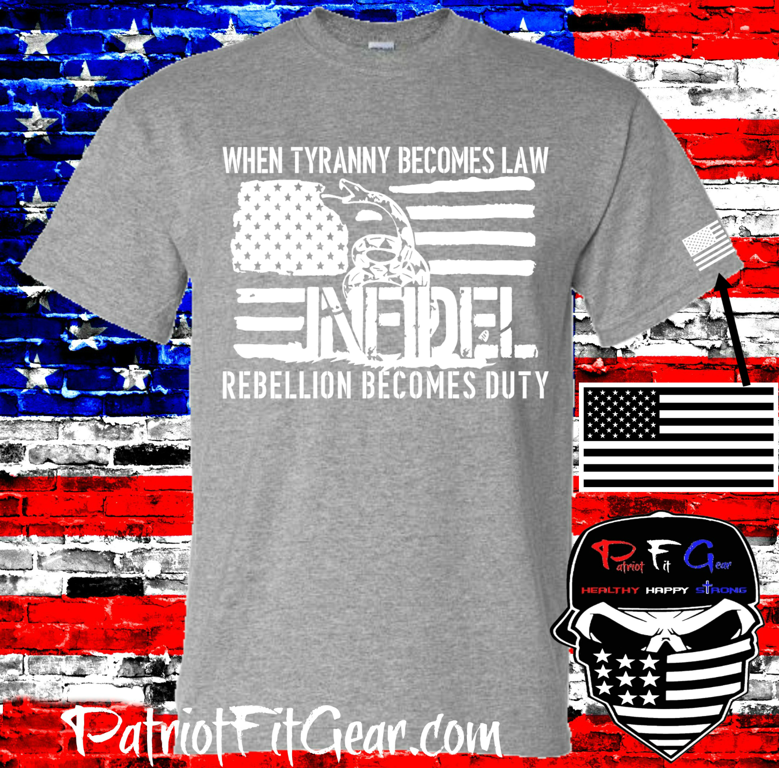 t-shirt,When Tyranny Becomes Law,Rebellion Becomes Duty,Infidel,Molon Labe,2A