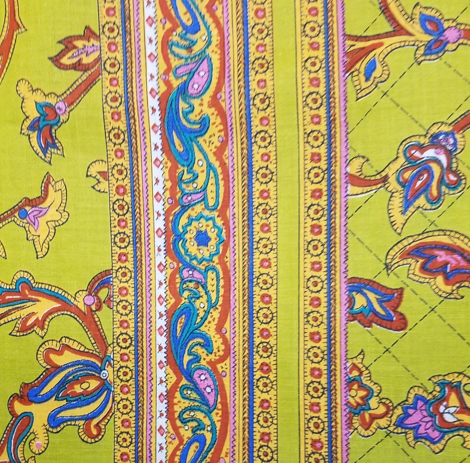 Stunning Vintage Cotton Wamsutta Mills Fabric 7 Yards Paisley