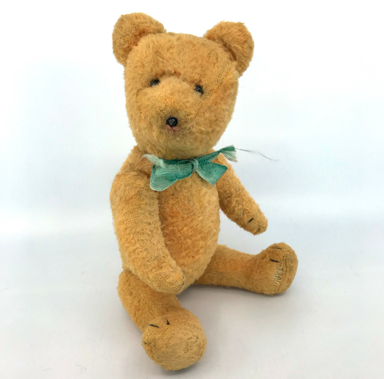 Vintage Teddy Bear Gold Artsilk Plush 1940s Jointed Metal