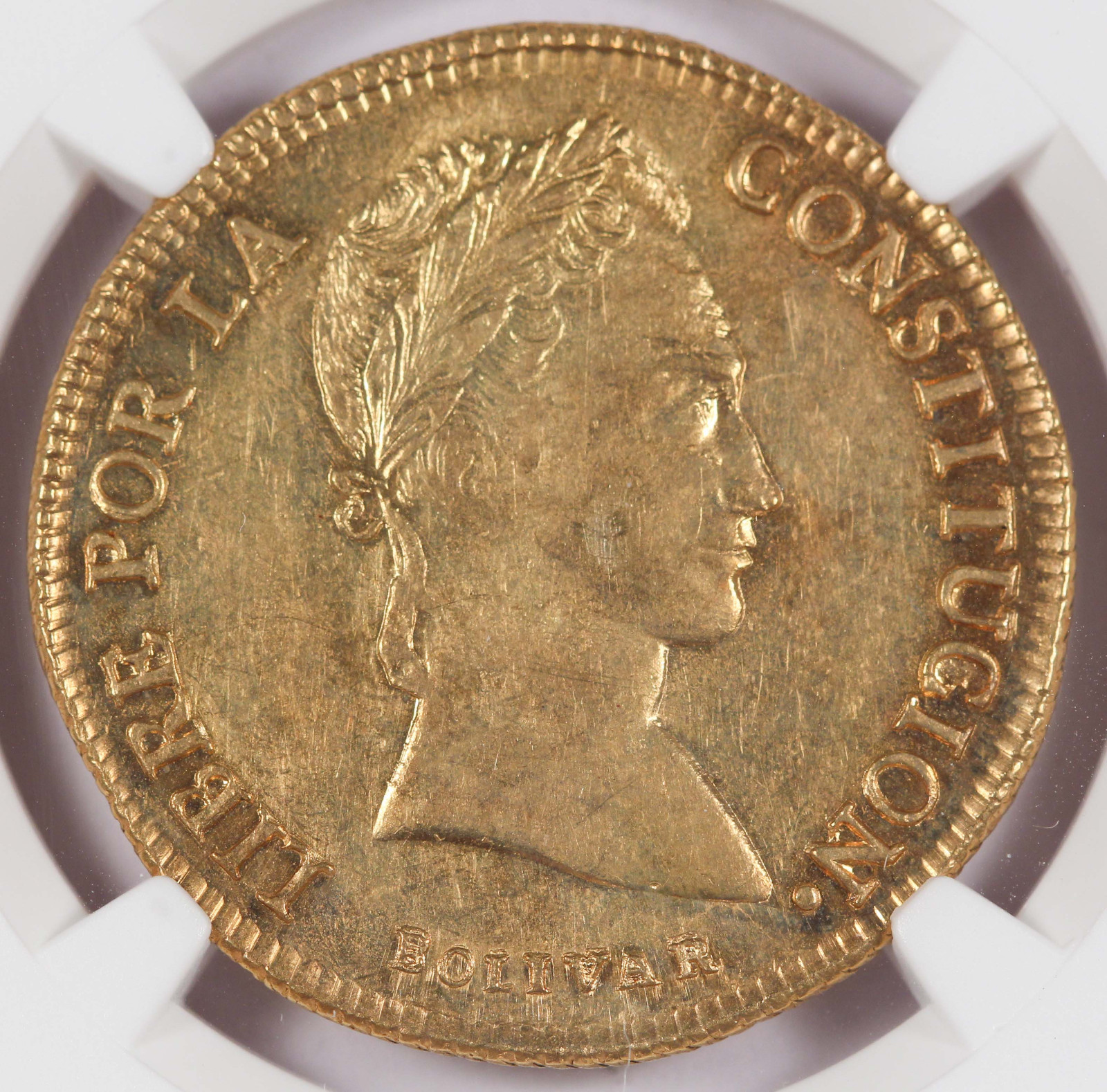 Bolivia 1847 PTS R 8 Scudos/Escudos Gold Coin NGC AU58 AU Fr-26 KM-108.2 @RARE@