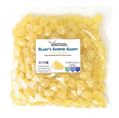Claey's Lemon Sanded Hard Candy, 2 Lbs. ~ YANKEETRADERS  ~ FREE SHIPPING