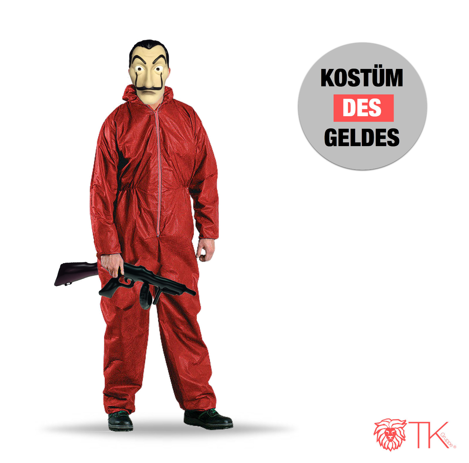Kostüm Set des Geldes Kostüm Verkleidung Haus Herren Halloween Fasching Dali 