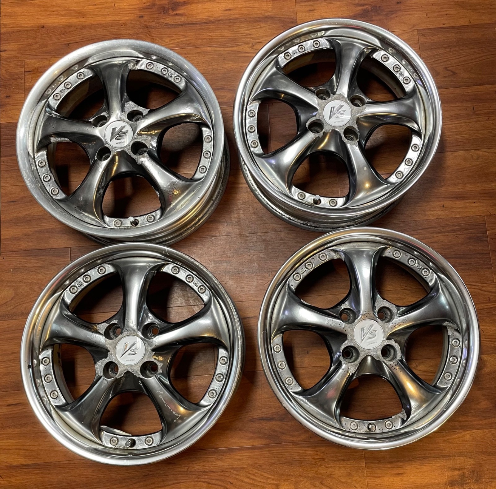 希少 稀少！ ワークVS-KF PCD100 4穴 5.5J ＋45 4本セット 軽 