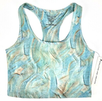 Cropped Tank Top Womens  L Multicolor Racerback Sport Bra Evolution and Creation
