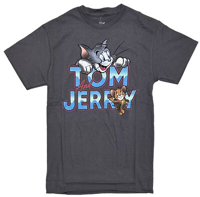 Tom and Jerry Men's Official Merchandise Distressed Logo Print Tee T-Shirt