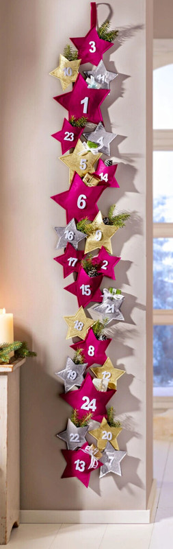 Xxl Adventskalender  Sterne SelbstbefÃ¼Llen Selber FÃ¼Llen Filz Sterne Pink Gold