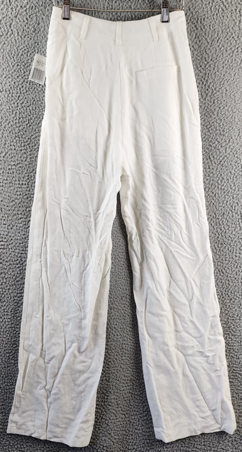 FORE Linen Blend High Rise Slim Fit Pants Womens XS White Belt Loops Zip Closure - Picture 11 of 13